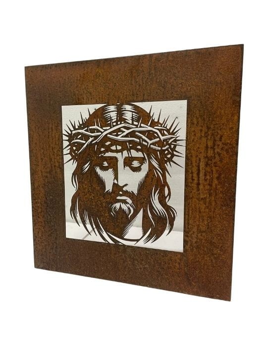 Obraz Jezus 001.jpg - Obraz 3d Jezus Chrystus - Obraz ze stali kolor rdzy, postarzany na kolor rdzy - hortus ferri