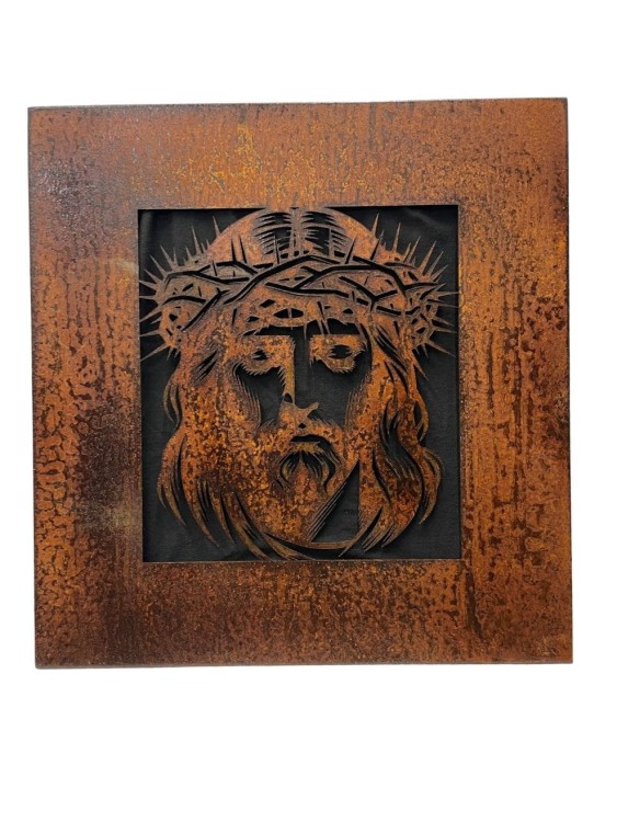 obraz 2.jpg - Obraz 3d Jezus Chrystus - Obraz ze stali kolor rdzy, postarzany na kolor rdzy - hortus ferri