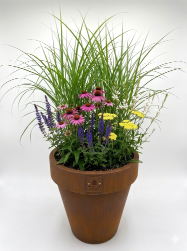 Donica Nobilis rozmiar M ze stali corten Hortus Ferri - kwiaty i trawy w  donicy 001