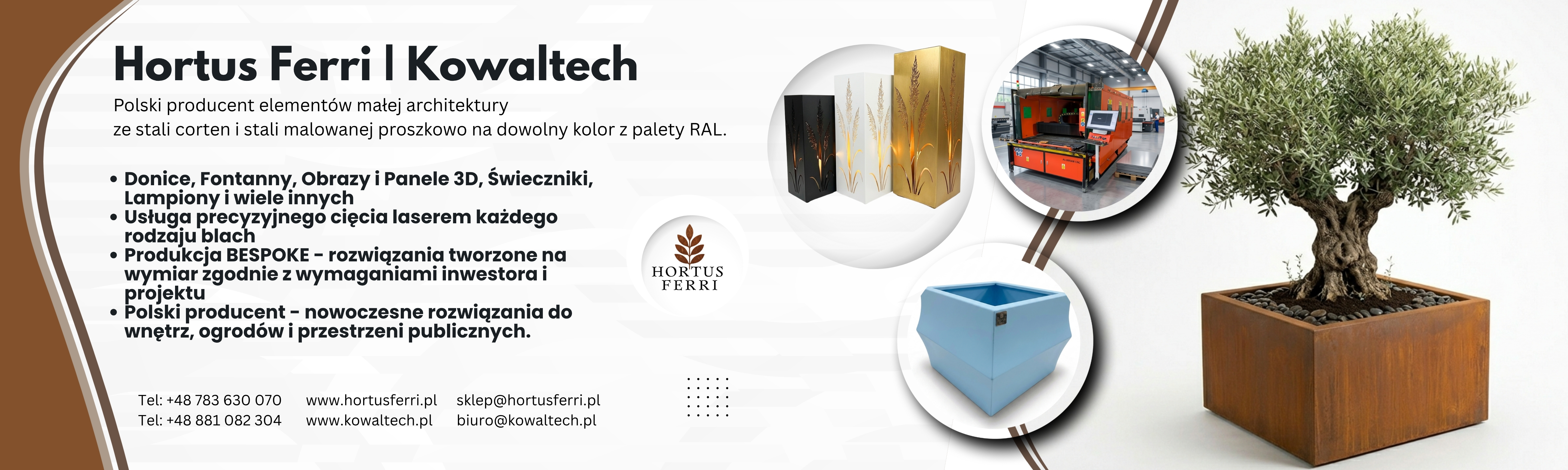 Baner Hortus Ferri - Kowaltech - Usługa Ciecia Laserem - Produkty ze stali corten i malowane proszkowo